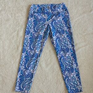 Lilly‎ Pulitzer UPF 50+ Luxletic Corso Pant Women's 10 Blue White Paisley Golf